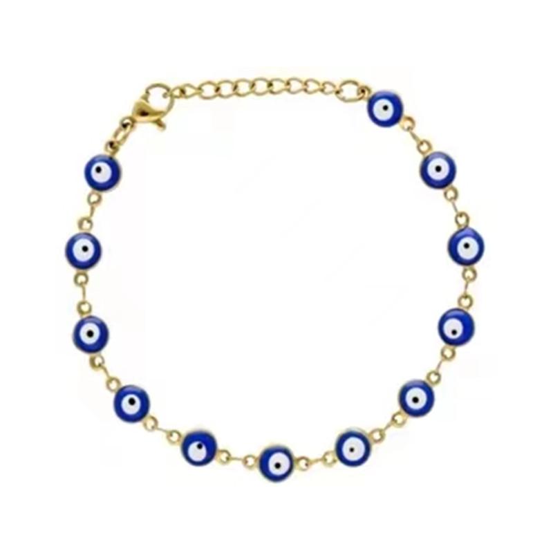 18K Gold-Plated Evil Eye Stainless Steel Bangle for Women