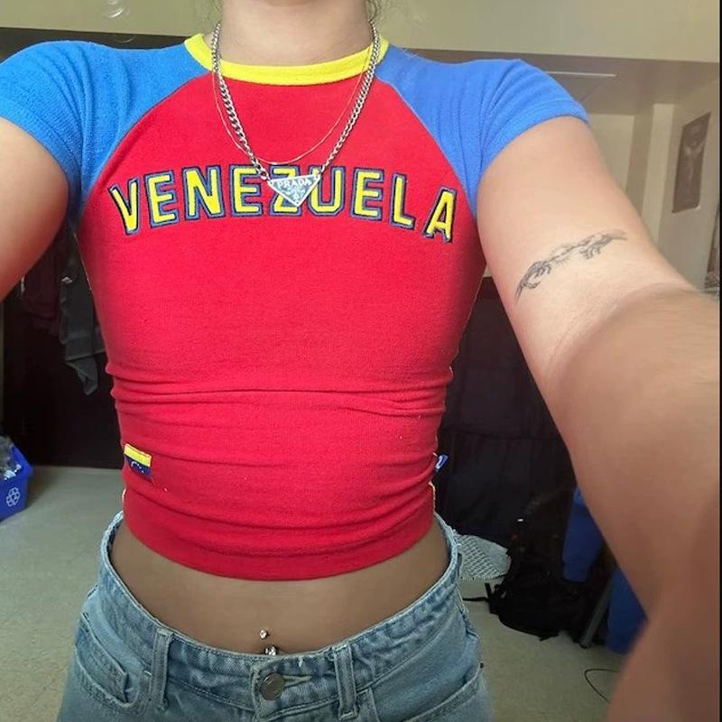Damski crop top slim fit w stylu Y2K - Streetwear w stylu europejskim i amerykańskim
