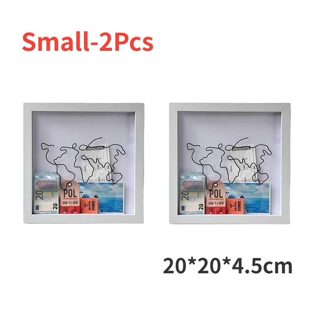 Travel Adventure Archive Box Ticket Shadow Box Photo Frame for Wall and Table Top Display Keep Memories Home Decor Storage Sbox
