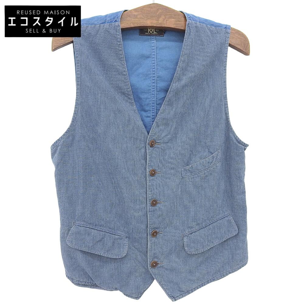 RRL Men's Cotton Twill Vest, Blue, Size M Best M blueUsed