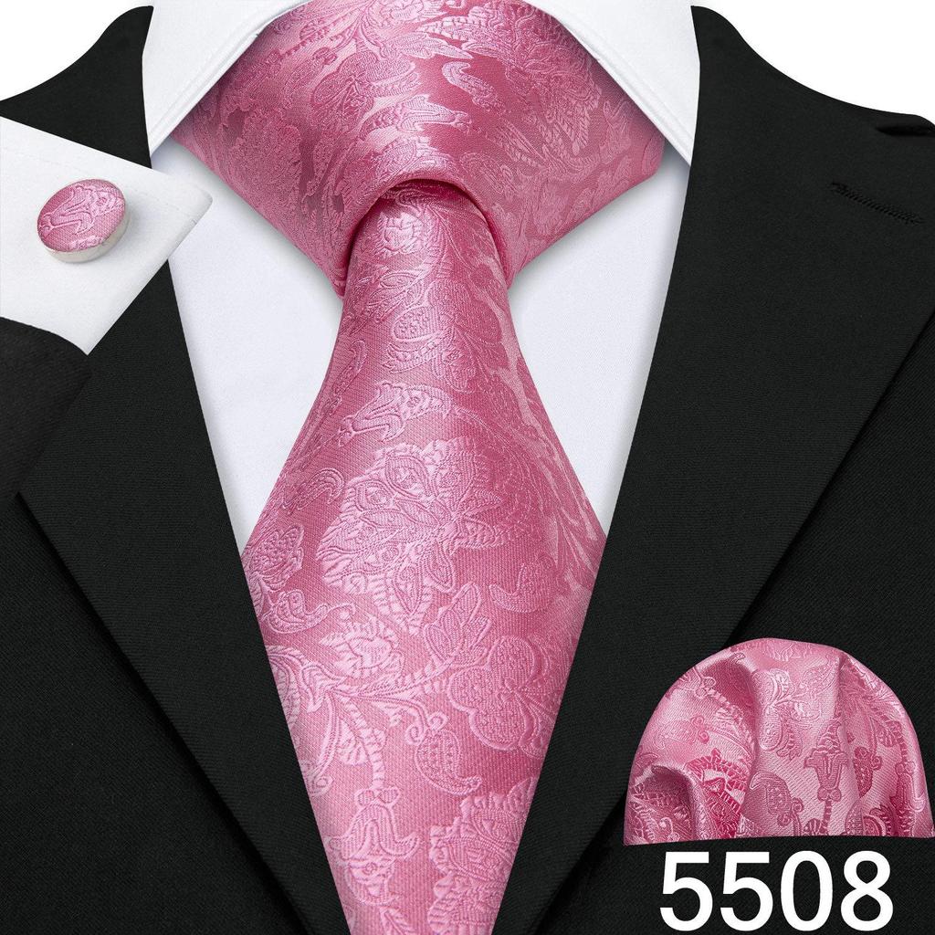 Barry.Wang férfi nyakkendő Paisley Jacquard selyem nyakkendő zseb négyzet alakú mandzsettagomb készlet