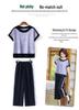 Mom's Summer Chiffon Short-Sleeved Suit: Elegant Two-Piece Top + Pants for Middle-Aged and Elderly Women
