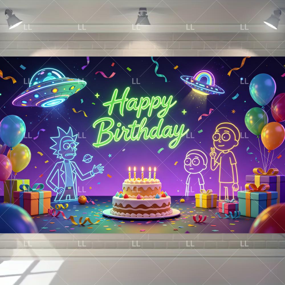 Rick And Morty Fans Child Birthday Party Decoration Anime Character Cake Topper Balloon Set Baby Shower Banner Adults Kids Gift