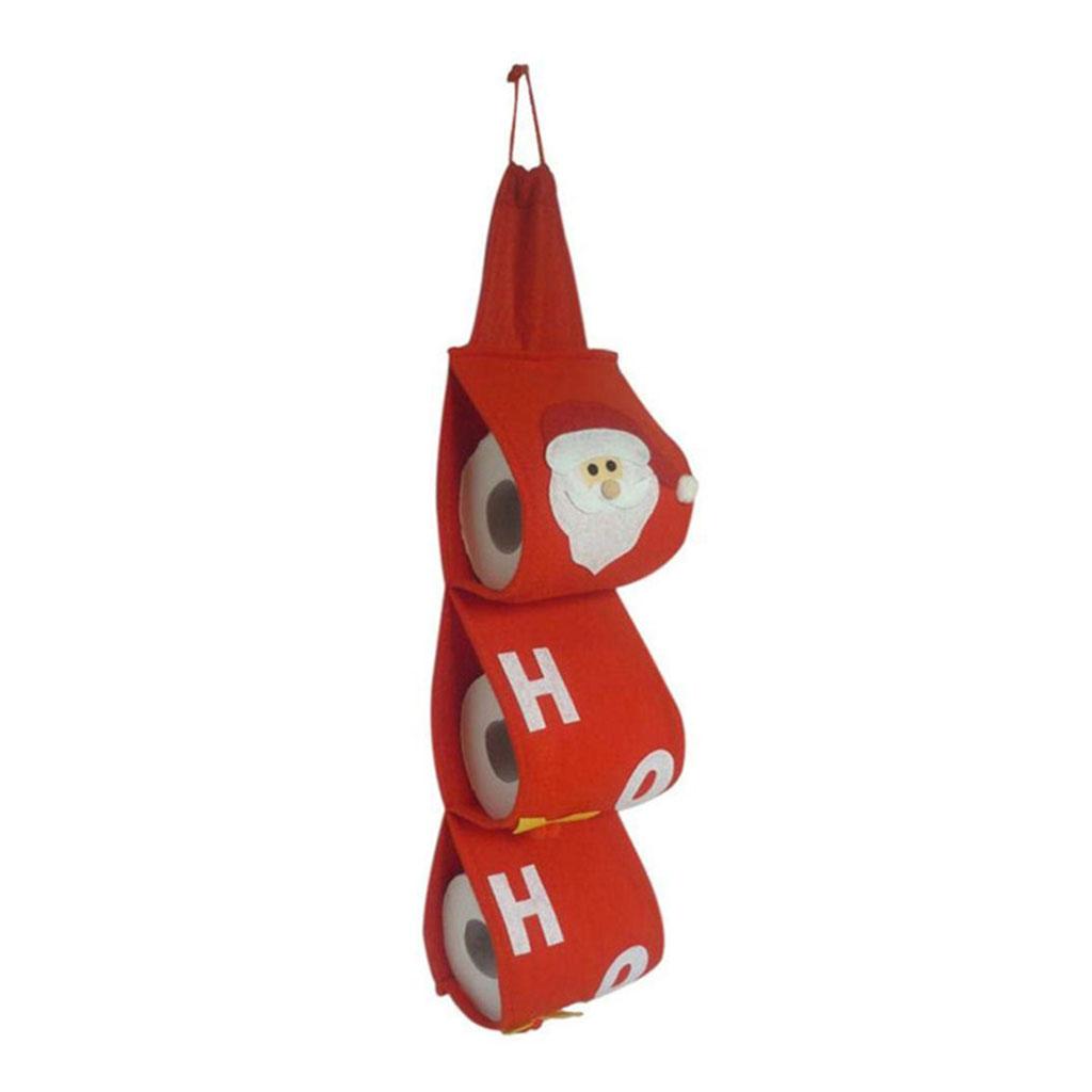 

Christmas Toilet Paper Roll Storage Bag Santa Towel Holder Papers Organizer 3 Layer for Home Bedroom Bathroom Hanging Napkin Holders красный