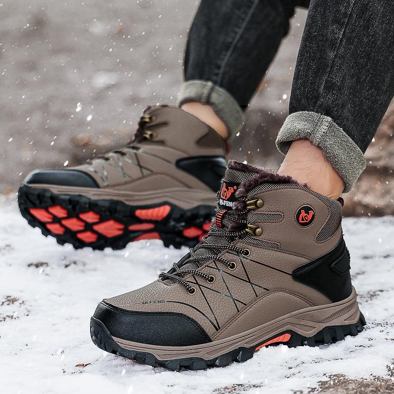 Men Winter Plush Warm Snow Boots Autumn New High Top Sneaker Outdoor Anti slip Wear resistant Mountaineering Hiking Footwear