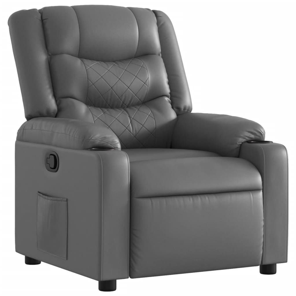 Recliner Chair Grey Synthetic Leather