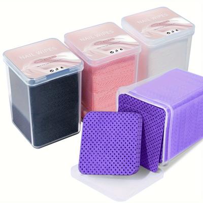 200 pz/1 scatola Salviette di cotone senza pelucchi per rimuovere lo smalto per unghie, Rimuovi punte di colla UV, Carta assorbente per la pulizia, Pad per la pulizia, Strumenti per la pulizia dell'arte delle unghie