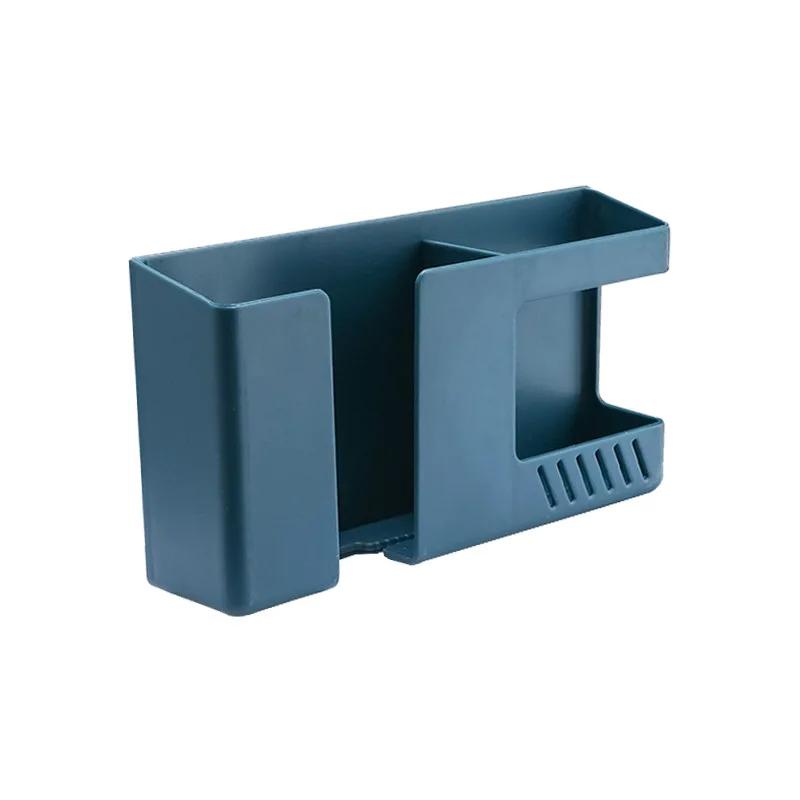 2 In 1 Punch Free Wall Mounted Organizer Remote Control Storage Box Mobile Phone Plug Wall Holder Charging Multifunction Hook