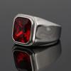 Men's 316L Stainless Steel Signet Ring with Red Square CZ Stone Gold Color Classic Metal Rings Fashion Trend Jewelry Accessories