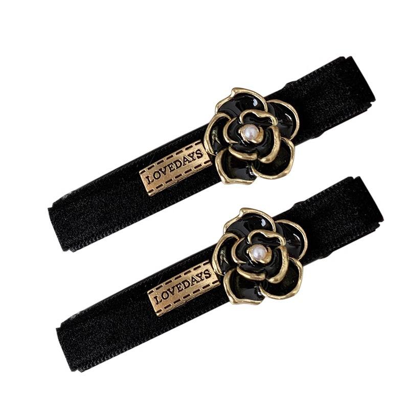 2Pcs Sweet Bow Rhinestone Hair Clips Girls Kawaii Cute Headwear Velvet Bowknot Duckbill Clips Kids Sided Clips Bangs Hairpin