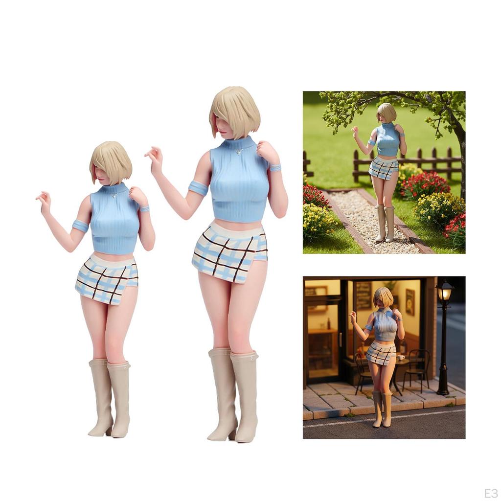 Hand-Painted Girl Figure, Female Character Diorama Miniature Figure for Fairy Dollhouse