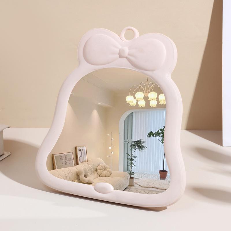 

1Pcs Bow Desktop Makeup Mirror Solid Color Simple Portable Handheld Makeup Mirror Foldable Student Compact Cute Pocket Mirror