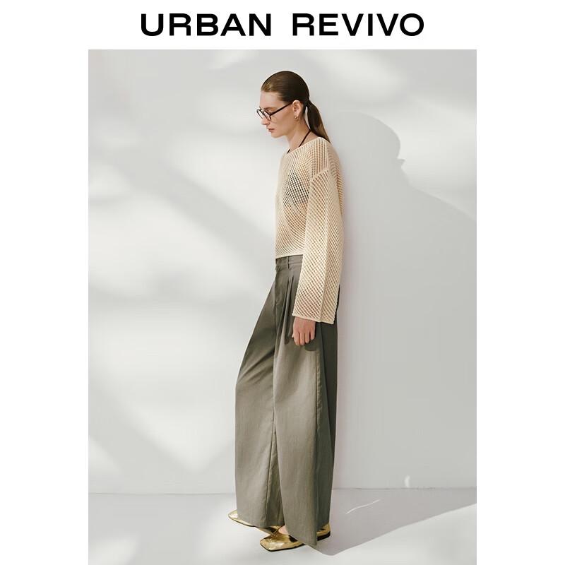 UR 2025 Autumn Hollow Knit Cropped T-shirt