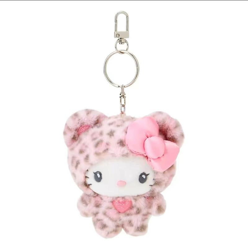 Adorable Japanese Style Sanrio Leopard Print Bear Plush Toy Cute Bag Charm Gift Pink Leopard