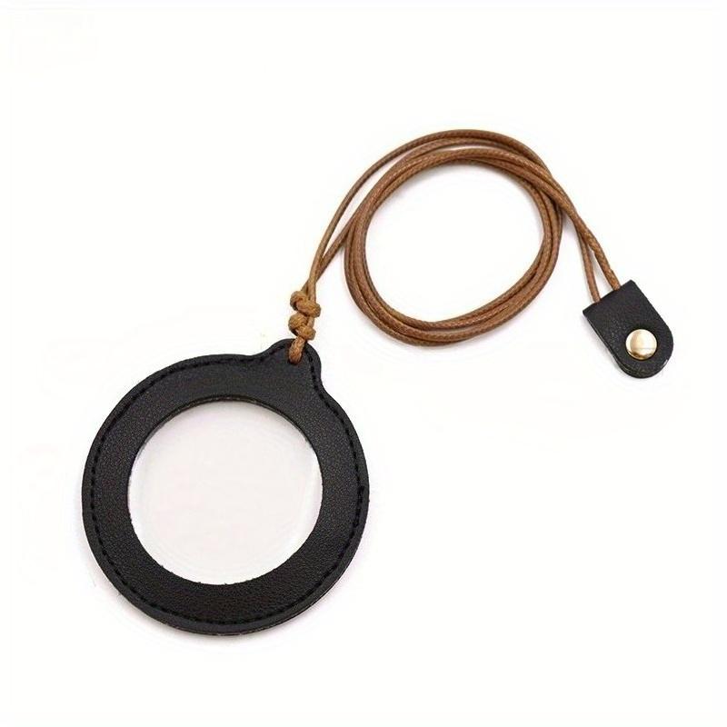 1Pc Simple Solid Color Adjustable Neck Hanging 3x Magnifying Glass PU Leather Case for Elderly High Power Portable Magnifying Glass Protective Case