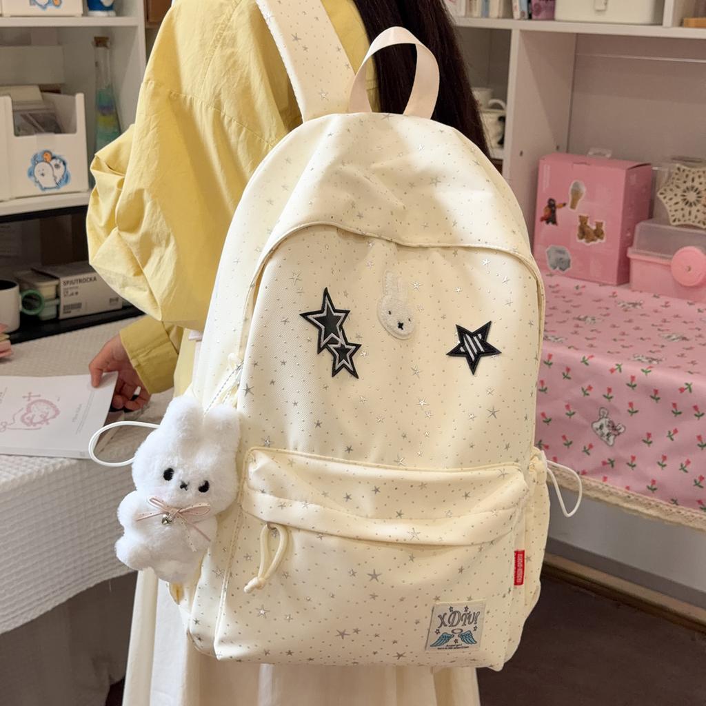 Schoolbag Korean Ins Wind Star Backpack Large Capacity Junior High School Girls High School Elementary School Bag Leisure Travel Backpack
