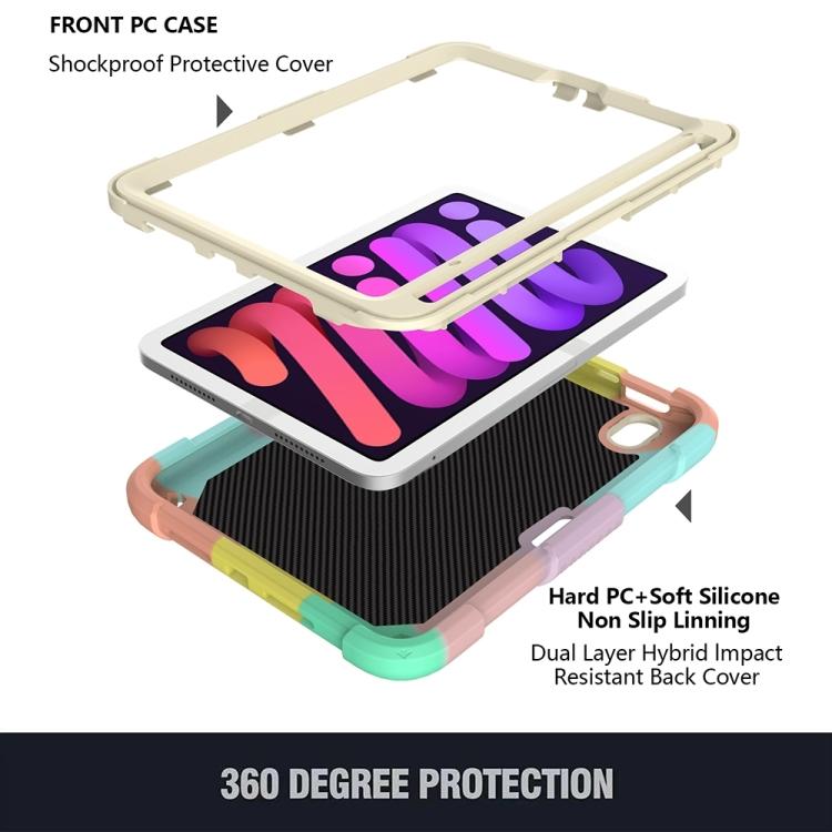 For iPad Mini 6 / Mini 2024 Beige PC + Silicone Anti-drop Protective Tablet Case with Butterfly Shape Holder & Pen Slot