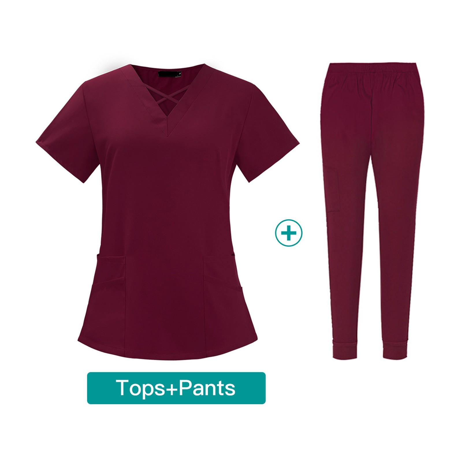 

Женский комплект из двух предметов с v-образным вырезом, комплект одежды для стирки, эластичная, быстросохнущая одежда S винный