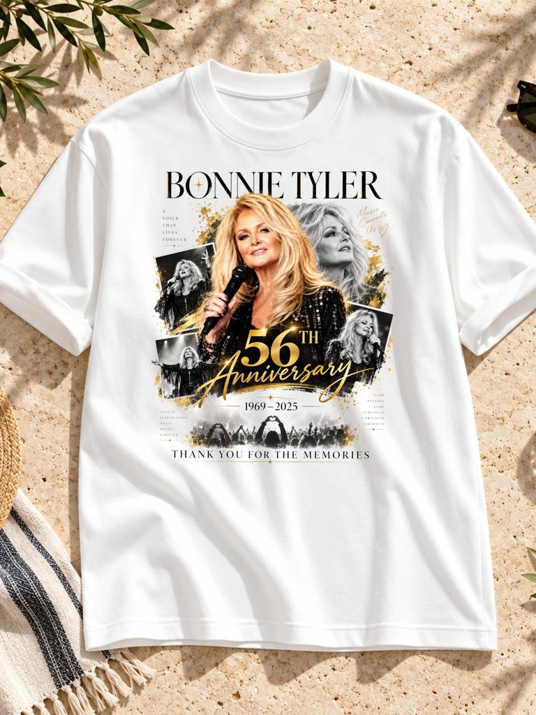 Unisex T-shirt Bonnie Tyler 56Th Anniversary 1969 2025 Vocalist A Voice T Lives Forever Golden Colla