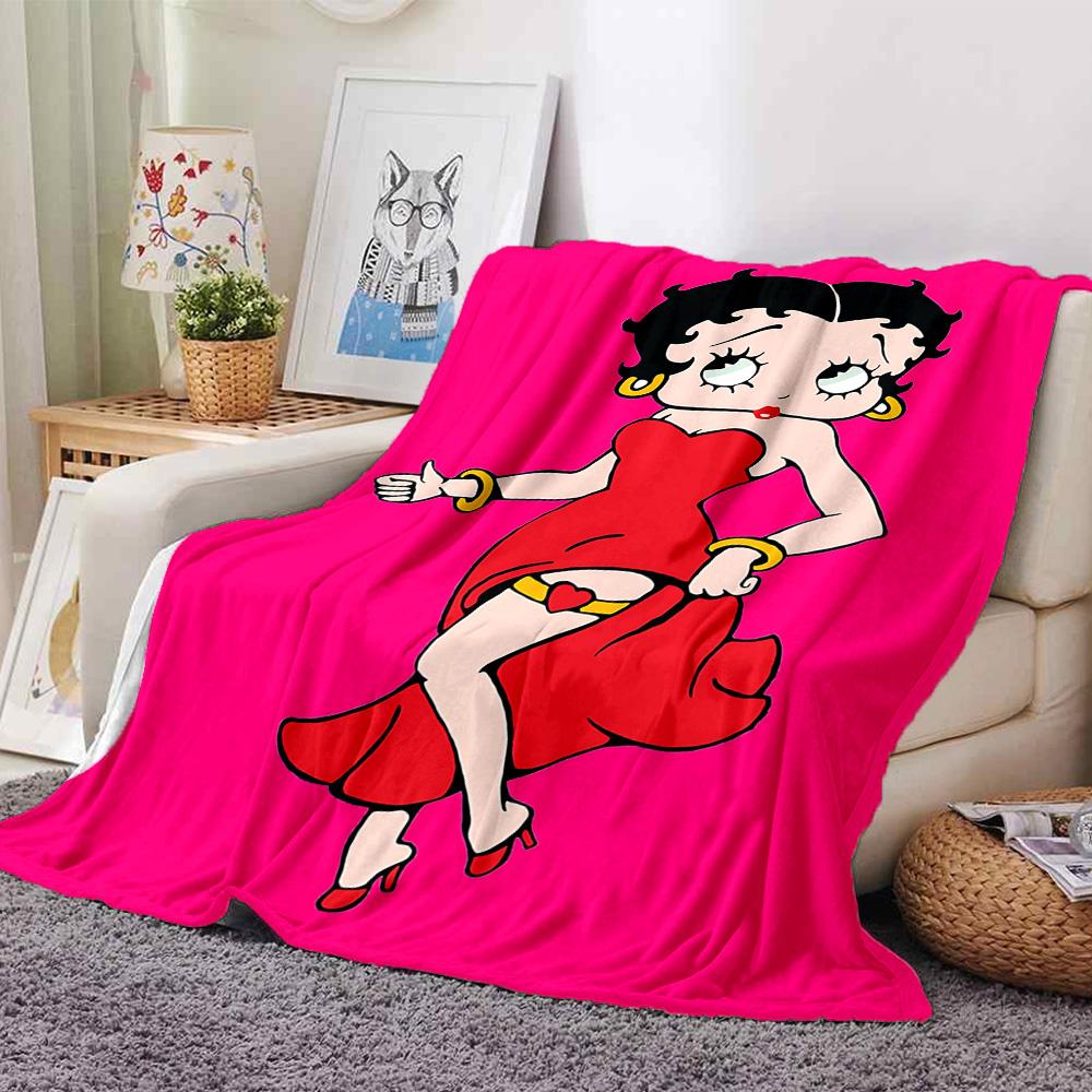 1pc Betty Boop Moon Flannel Blanket,Ultra Soft Warm Plush Throw for Home Bedroom Bed Sofa Cover Camping Picnic gift Y72430