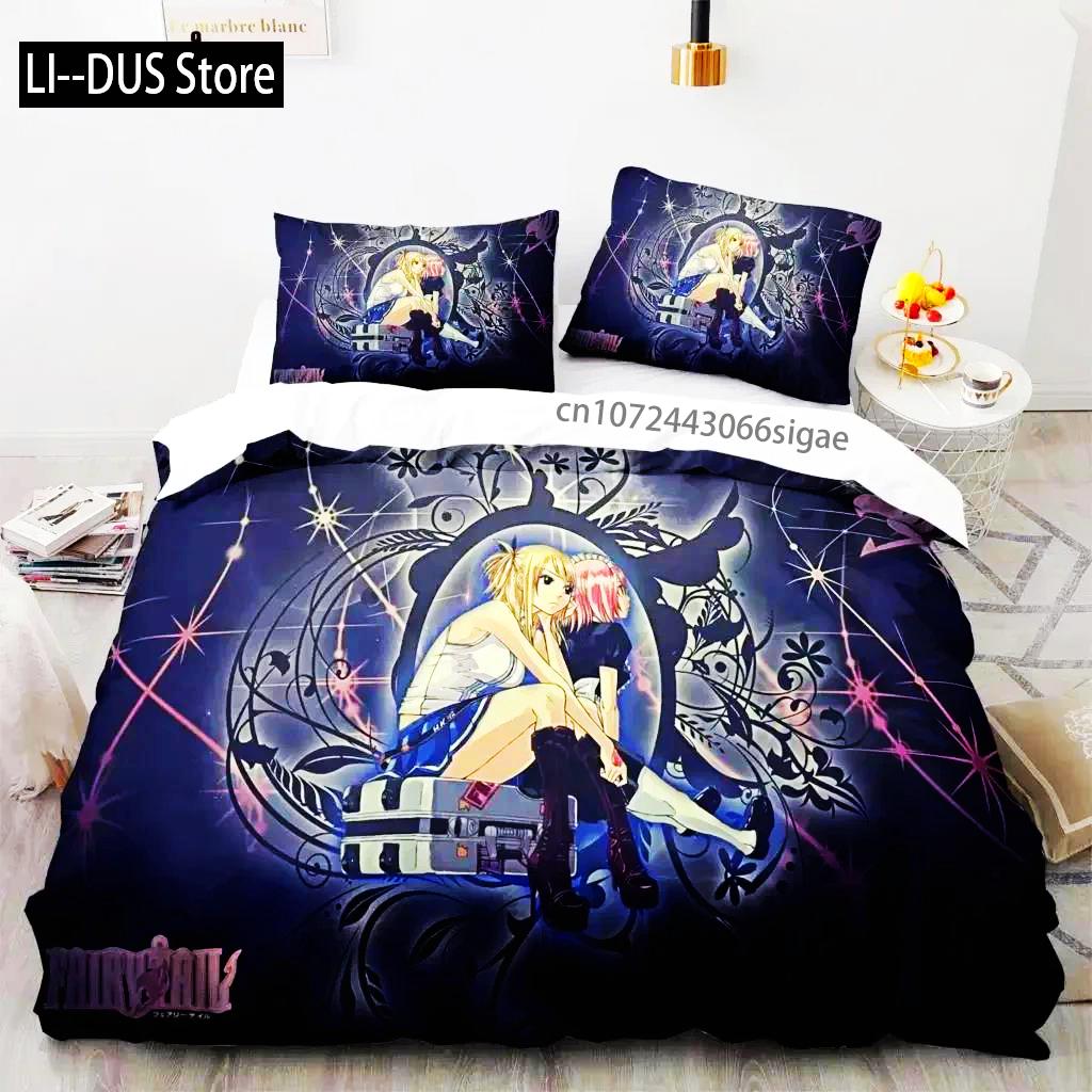 Comforter 3D Print Fairy Tail Anime Natsu Bedding Set Bed Set Comforter King Queen Size Boys Adult