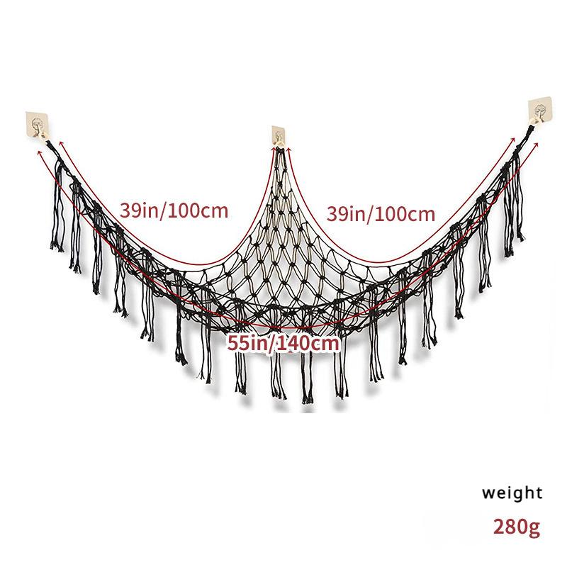 

Triangle Toy Net Plush Toy Storage Corner Hanging Cotton Rope Hand-woven Toy Hammock Kawaii Accessories Wall Shelf Telewizor чёрный