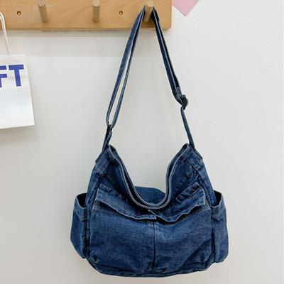 Bolso Mensajero Vintage para Mujer de Gran Capacidad Denim Bolso Tote Diario Correa Ajustable Bolso de Transporte Moderno Multifunción Chic Bolso Hobo