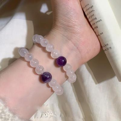 Wave Purple Agate: Elegant Chinese Style Purple Agate Beaded Bracelet with High-End, Layered Design