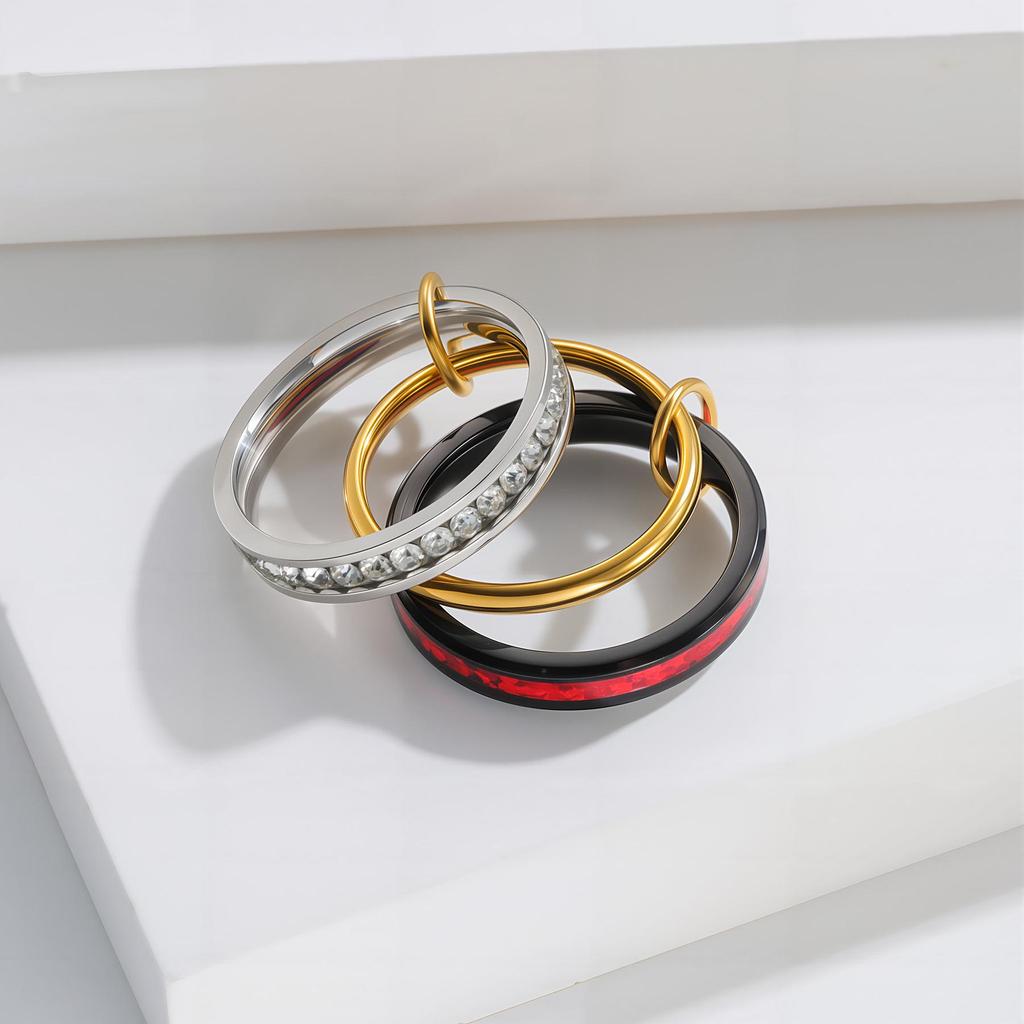 European-American Titanium Steel Stackable Finger Ring - Niche Design
