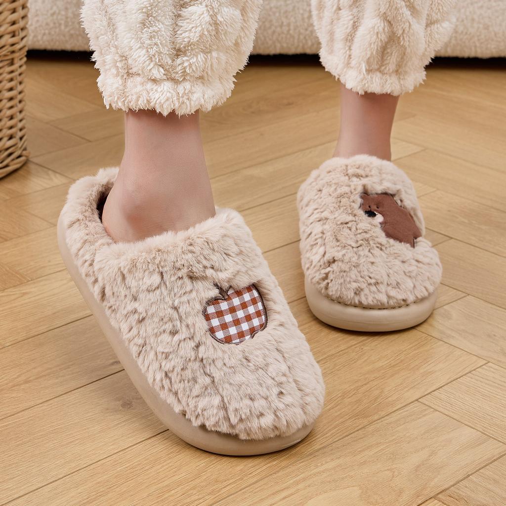 Cute Cartoon Cotton Slippers Autumn and Winter New Indoor Home Couple Thick-soled Warm Plush Cotton Shoes