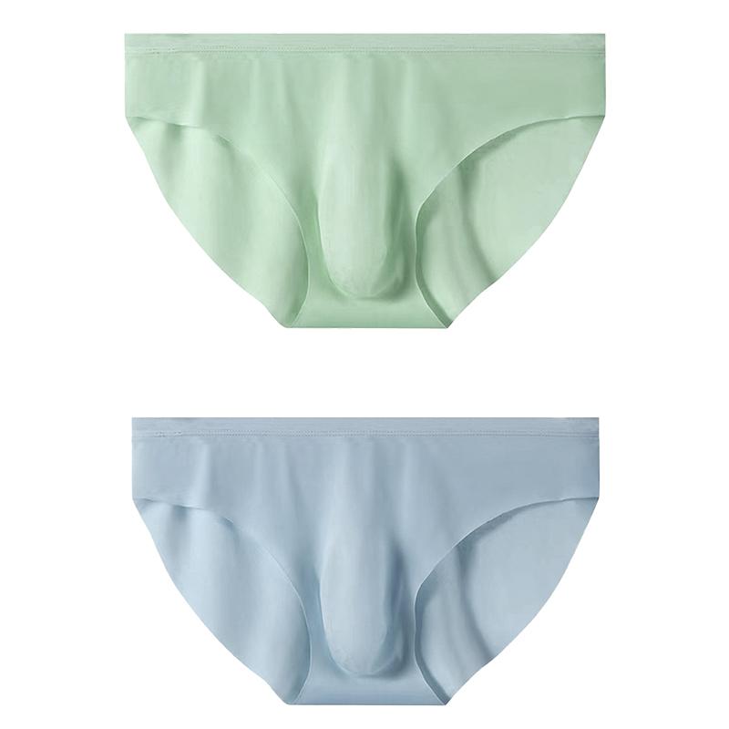 2 Pcs Ice Silk Seamless Briefs For Men Ultra-thin Breathable Stretchable Underpants Fashion Comfortable Underwear L-3XL