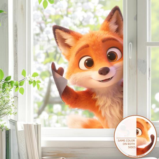 Cartoon Giraffe Window Clings Animal Glass Static PVC Decals Sticker Reusable Funny Waterproof for Living Room