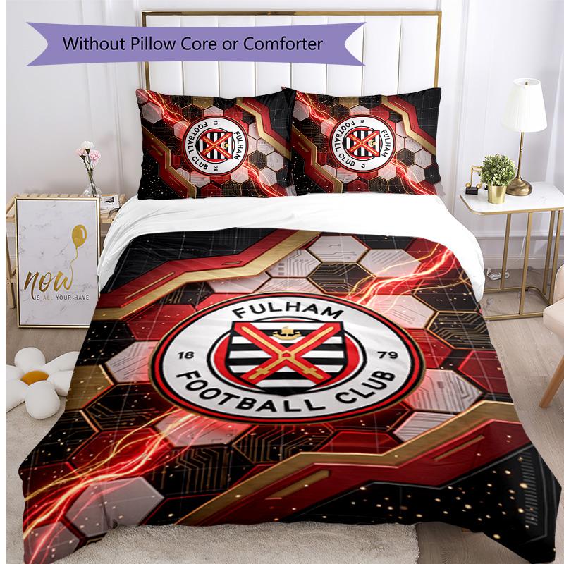 Fulham Football Printed 3 Pieces Bedding Set, Comfortable Skin Friendly Bedroom Duvet Cover Set