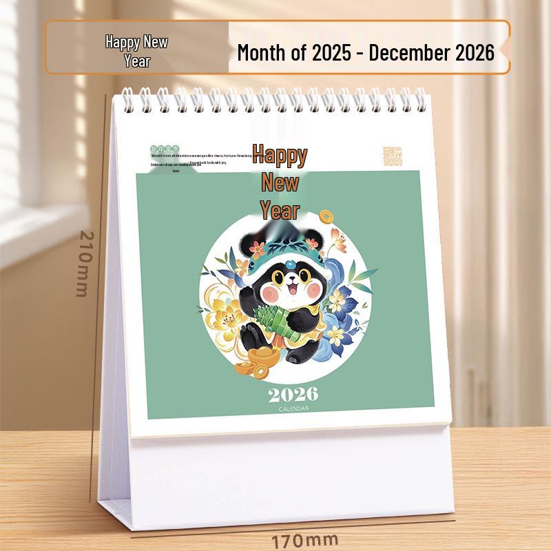 2026 Year of the Horse Customizable Thick Paper Table Calendar - Office Desktop Ornament with Company Logo Printing Available