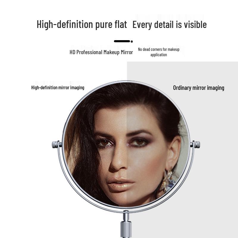 Specchio ingranditore HD a doppia faccia in acciaio inossidabile per trucco da scrivania o toeletta