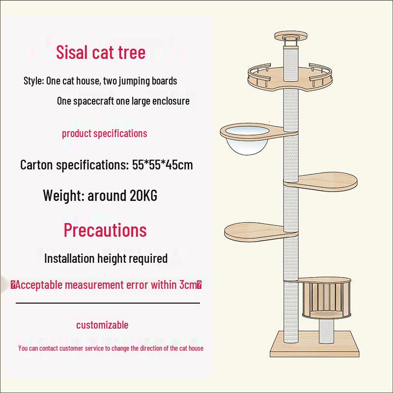 Solid Wood Cat Condo & Bed with Integrated Tree and Space-Saving Design for Large and Small Cats