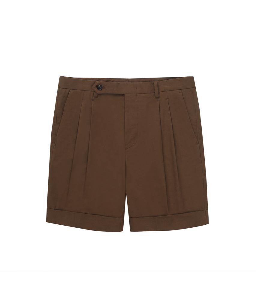 Soru Double-Pleat Tapered Bermuda Pants_Brown