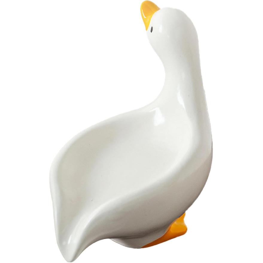 Ceramic Duck Soap Dish, Cute Animal Soap Holder, Non-Slip Shower Sponge Storage, Decorative Soap Saver, Duck-Shaped Soap Dish, Multifunctional