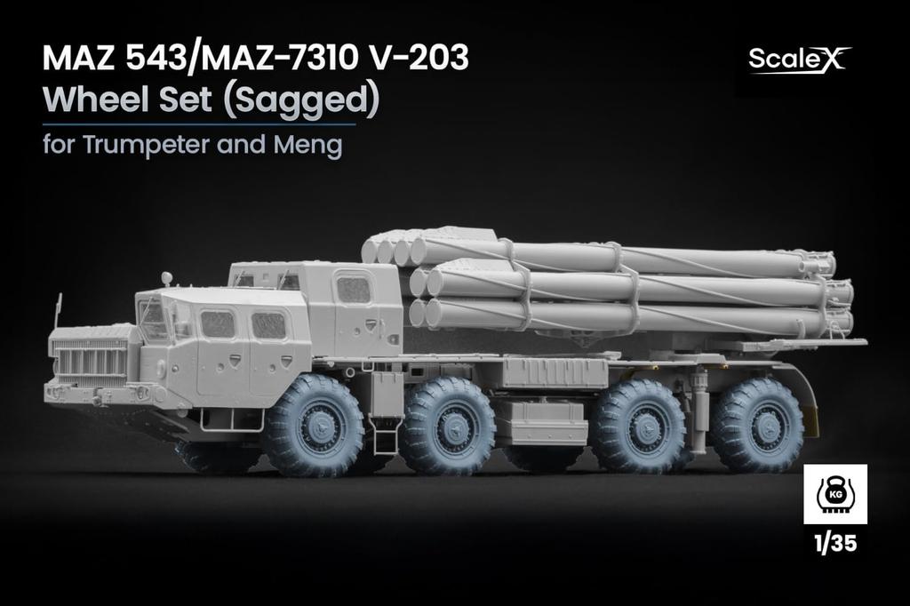 Wheel Set Meng Model and Plastic Model Parts SCXWM35028S Scale-X 1/35 MAZ-543/MAZ-7310 V-203 Self-Deforming (9 Pieces) (For Trumpeter) (Military)