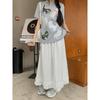 Plus Size Women's Korean Style Two-Piece: Printed Short Sleeve T-shirt & High Waist A-line Skirt