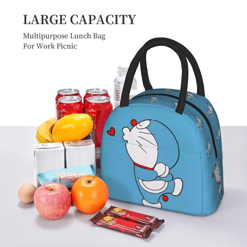 Cute Doraemon Insulated Lunch Bags Portable Lunch Container Thermal Bag Tote Lunch Box Beach Outdoor Men Women