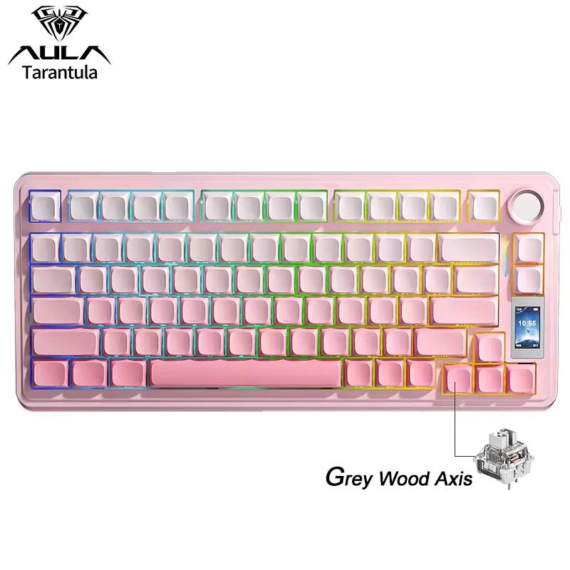 Aula S75 Pro Wireless Mechanical Keyboard 75% Hot Swap RGB Backlit PBT Keycaps 4000mAh LED Screen Knob Gaming Keyboard for PC