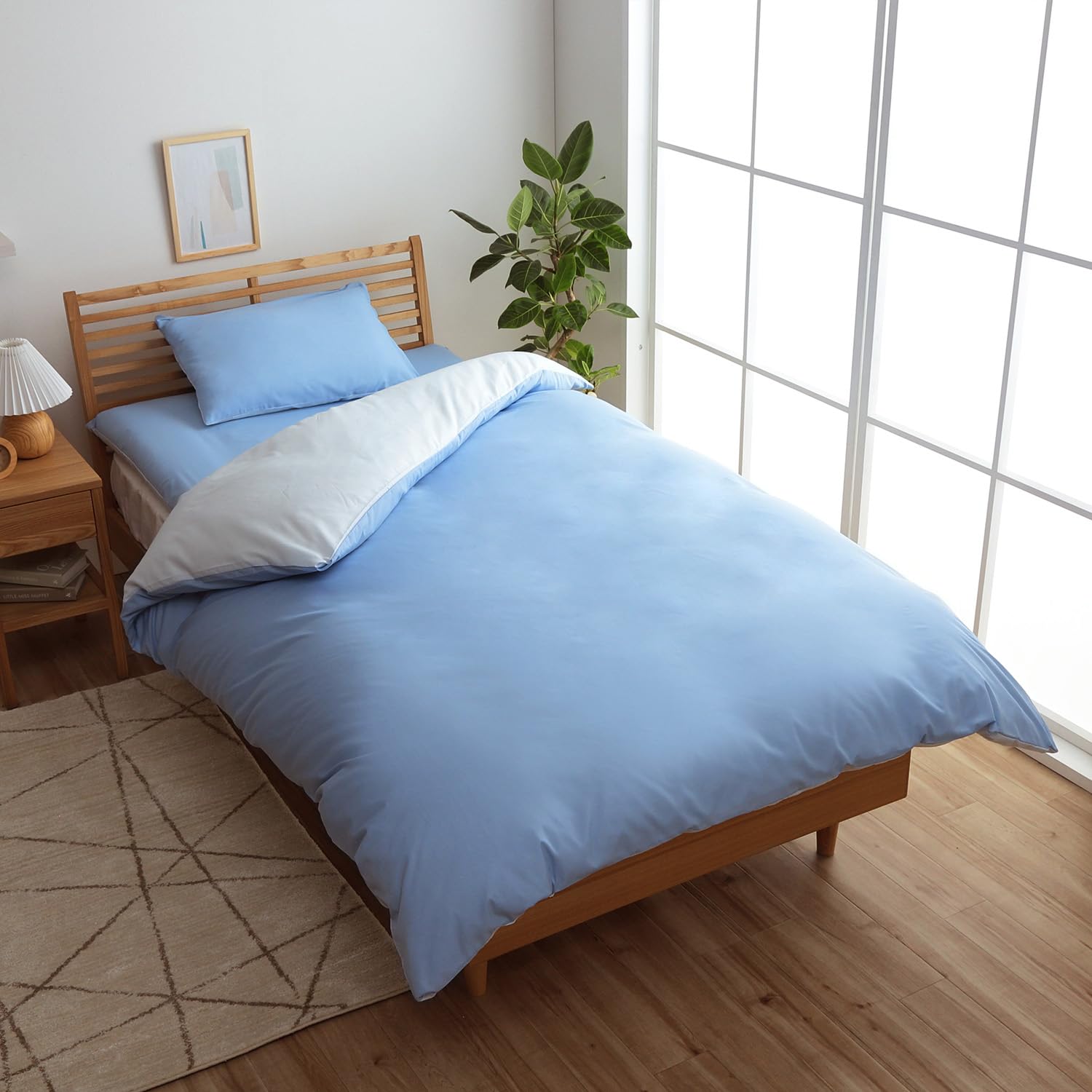 

IKEHIKO Single Long Duvet Cover, Solid Color, Reversible, Riva S Duvet Cover IT, Blue/Light Blue, Approx. 150x210cm #9803030