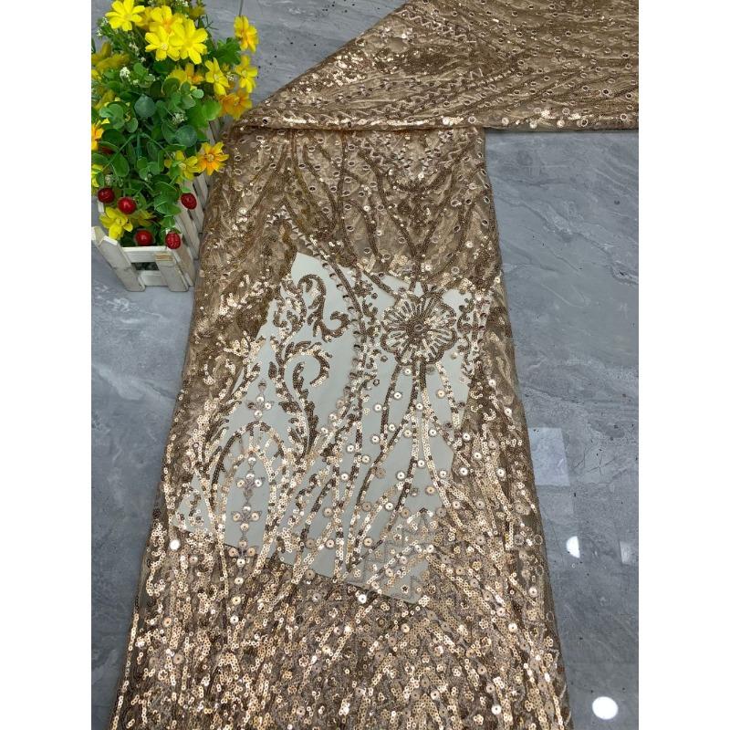 1/3Yards Luxury Sequin Beaded Lace Fabric Embroidered Tulle Mesh Fabric for Wedding Dress Evening Gown Bridal Party DIY Sewing