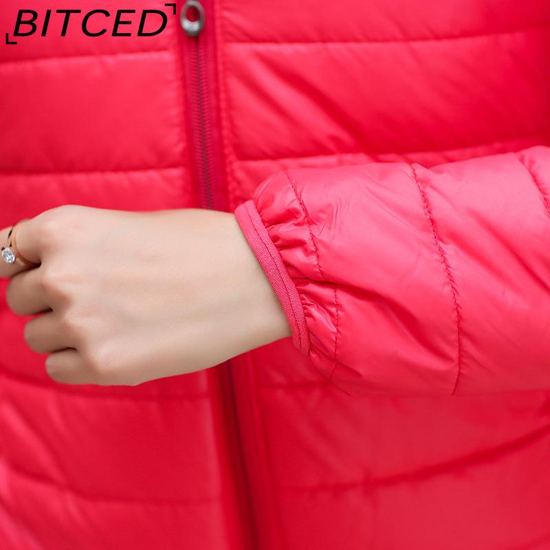 BITCED Autumn/Winter Women's Down-Filled Quilted Jacket Short-Length Hooded Cotton Coat Women's Slim-Fit Thickened Cotton-Padded Outerwear