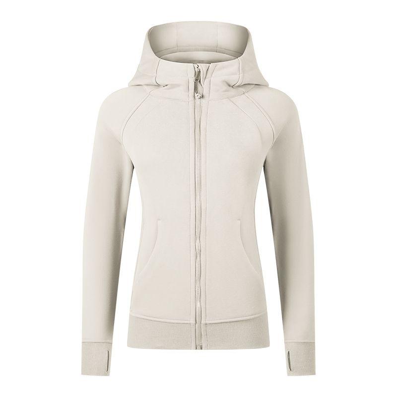 Waist-Tight Thin Yoga Wear Fall and Winter Running Jacket Workout Top Silm Hooded Cardigan Sweater Female Fleece-lined Thickened