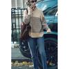 Fall and Winter New Women's Clothing Fashion Wind Decorated Row Button Stripes Stand Collar Long Sleeves Knitwear Sweater 1509107
