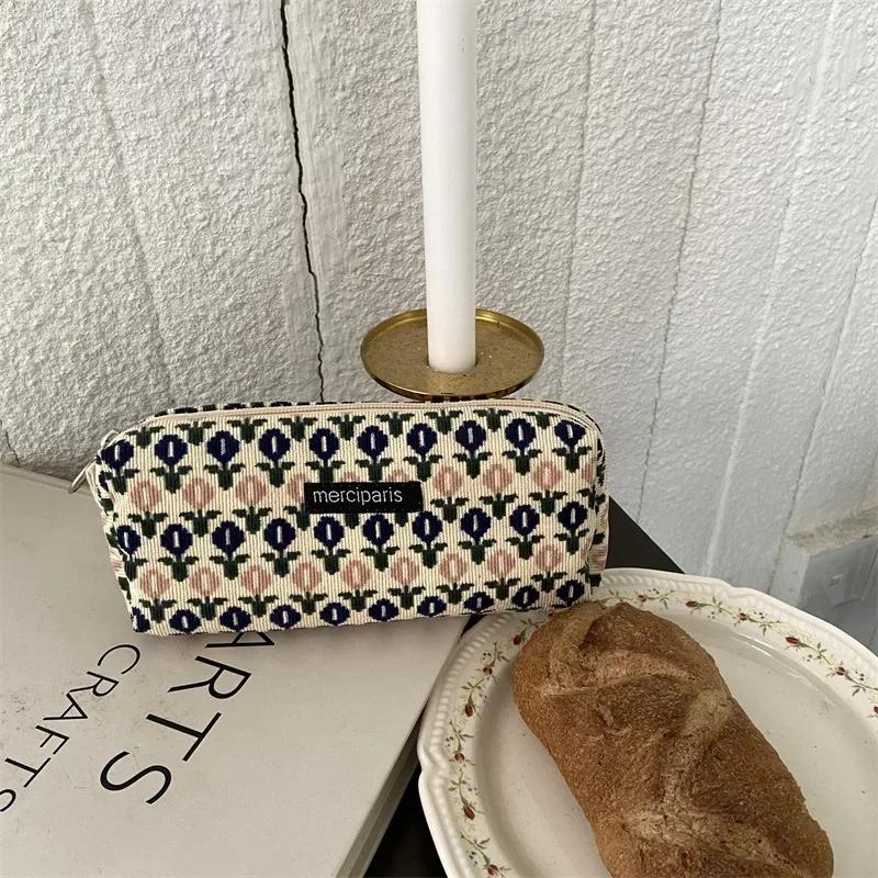 Pencil Case Korean Stationery Retro Pencil Cases Kawaii Flower Pencilcase for Girls Pencilcase for Girls Back To School