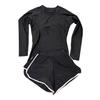2 Pcs/Set Unisex Swimsuit Quick-drying Breathable Soft Leaf Print O Neck Long Sleeves Wetsuit Pockets Couple Surfing Clothes Diving Bathing Suit