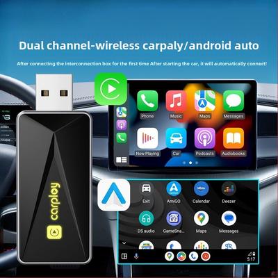 Wireless Carplay Adapter Dual Channel Auto with Colorful Gradient Light for Original Wired Carplay